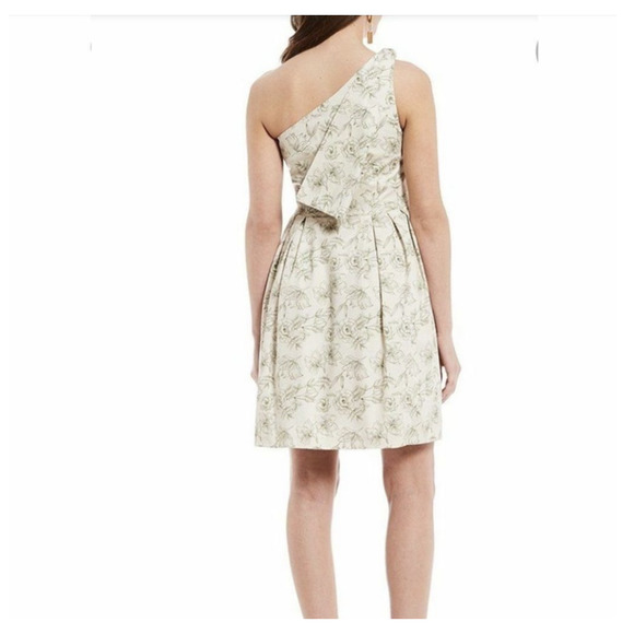 NWT Green/ Cream Floral One Shoulder Gianni Binni Dress - Picture 2 of 7